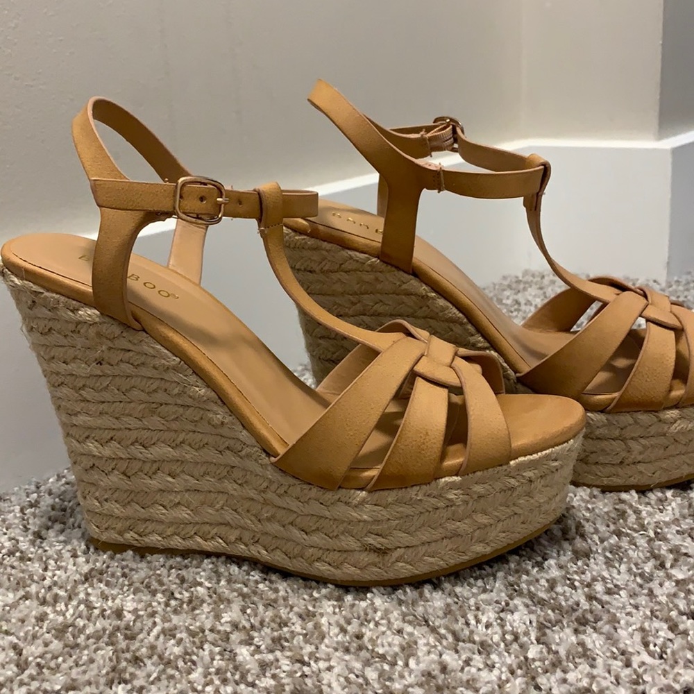 Bamboo espadrille wedges